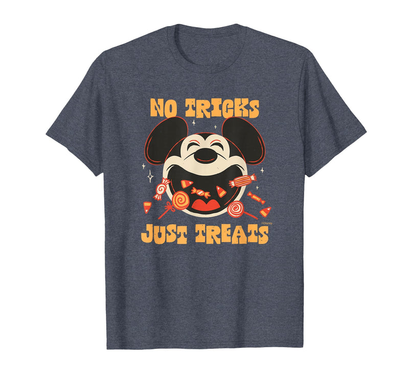 Disney Mickey Mouse Halloween Candy No Tricks Just Treats T-Shirt - Heather Blue