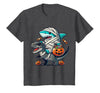 Funny Shark Dinosaur Halloween Kids Boys Tees Shark Riding Dinosaur T-rex Funny Halloween Pumpkin Boys Kid T-Shirt - Dark
