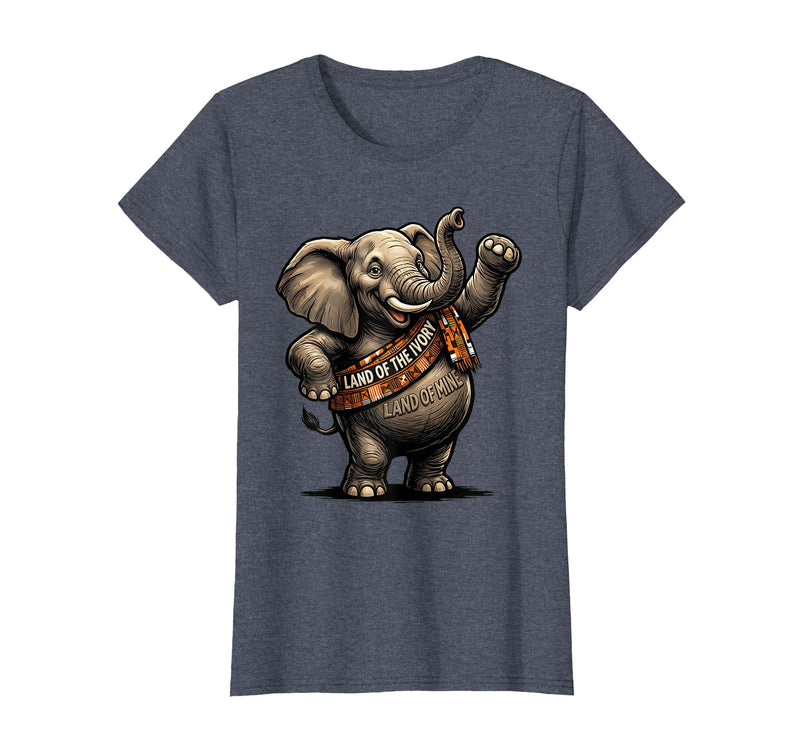 Mademark Land Of The Ivory, Land Of Mine Patriotic Elephant Design T-Shirt - Women - Heather Blue