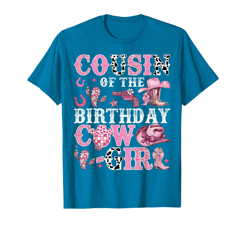 Birthday Girl CowGirl Family Matching Cousin of The Birthday Cow-Girl Rodeo Cow Girl Birthday T-Shirt - Sapphire Blue