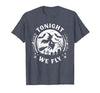 Halloween Witches Spooky Night Graveyard Tonight We Fly Halloween Witch Broomstick Moon T-Shirt - Heather Blue