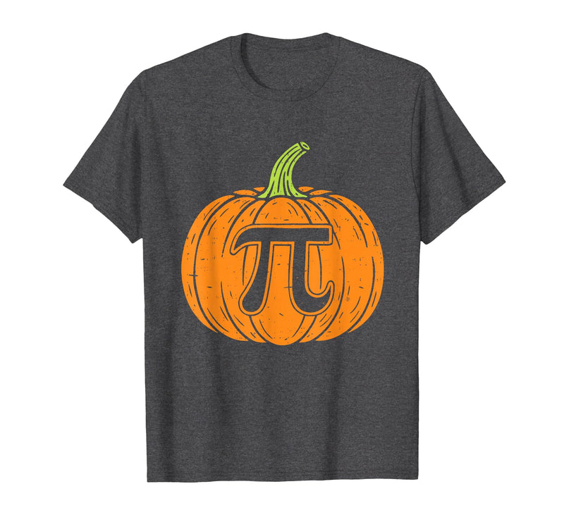 Halloween Tees Women Men Kids Pumpkin Pi Symbol Funny Math Nerd Spooky Halloween Pi Day T-Shirt - Dark Heather Grey