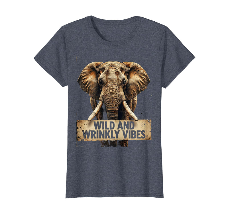 Mademark Wild and Wrinkly Vibes Elephant Graphic Design T-Shirt - Women - Heather Blue