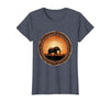 Mademark Elephant Silhouette Glowing Safari Sunset T-Shirt - Women - Heather Blue