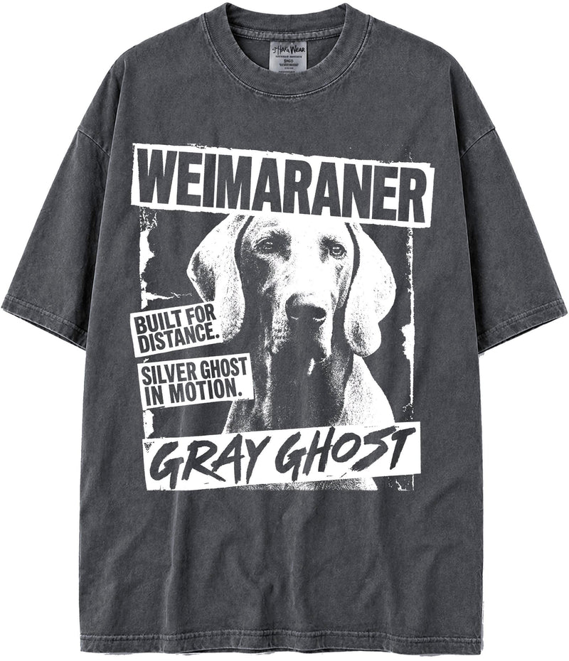 BABATEES U.S.A. MAX-Heavyweight Punk Rock Animals Shaka Wear Oversized 7.5oz Cotton Tshirt - Weimaraner
