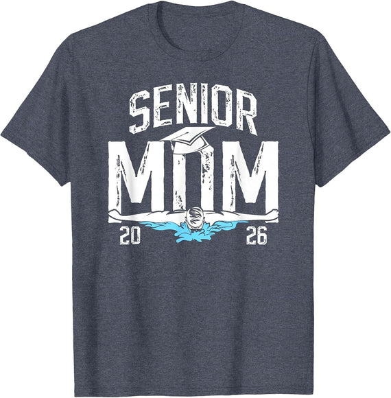 Swim Senior Mom 2026 Swimming Senior Mama 2026 T-Shirt - Heather Blue