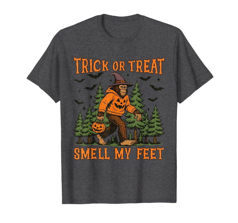 Bigfoot Halloween Costume Party Outfits Trick Or Treat Smell My Feet Bigfoot Halloween Sasquatch T-Shirt - Dark Heather Grey