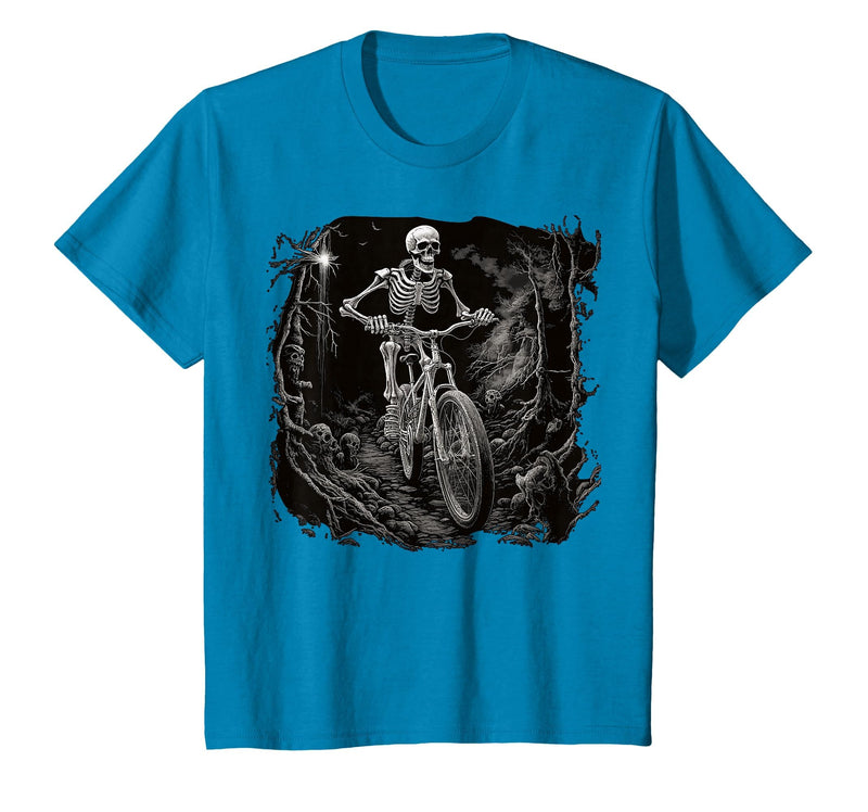 Scary Cyclist Skeleton Gifts Cycling Skeleton Mountain MTB Bicycle Cyclist Skeleton T-Shirt - Sapphire Blue