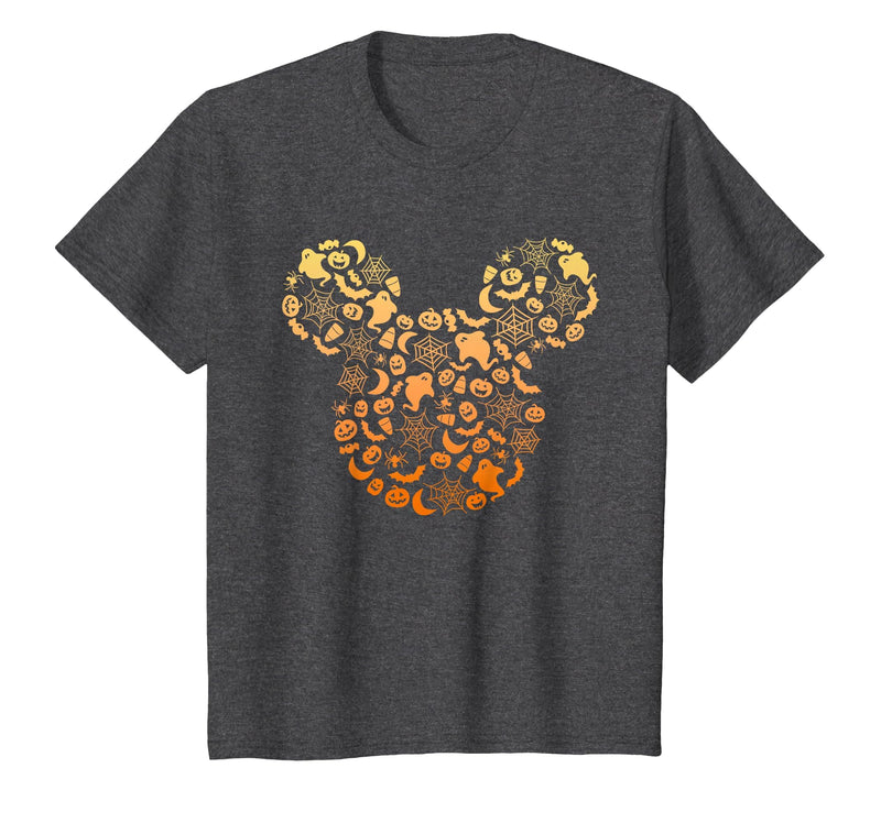 Disney Mickey Mouse Halloween Ghosts & Pumpkins Gradient T-Shirt - Dark Heather Grey