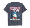 Excuses Don't Burn Calories Rabbit Fitness Gym Bunny T-Shirt in Heather Blue