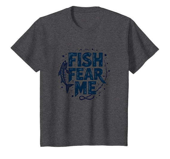 Mademark Fish Fear Me Funny Fishing for Men Angler Humor Quote T-Shirt - Dark Heather Grey