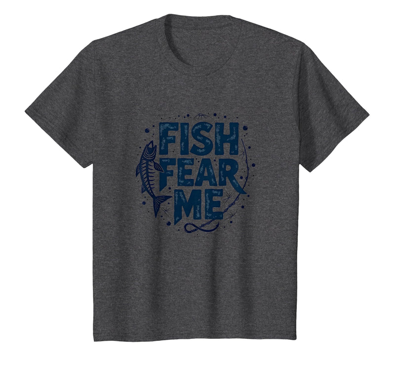 Mademark Fish Fear Me Funny Fishing for Men Angler Humor Quote T-Shirt - Dark Heather Grey