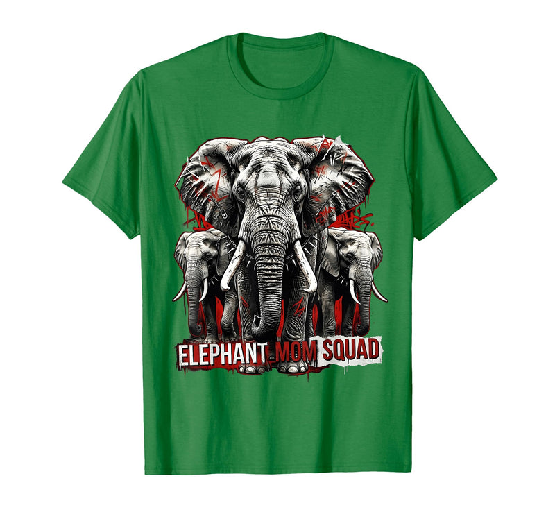 Mademark Elephant Mom Squad Cute Wildlife Design T-Shirt - Men - Kelly Green