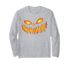 Halloween Costumes MV&SG Jack O Lantern Scary Carved Pumpkin Face Halloween Costume Long Sleeve T-Shirt - Heather Grey