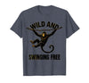 Mademark Wild and Swinging Free Monkey Graphic Design T-Shirt - Men - Heather Blue