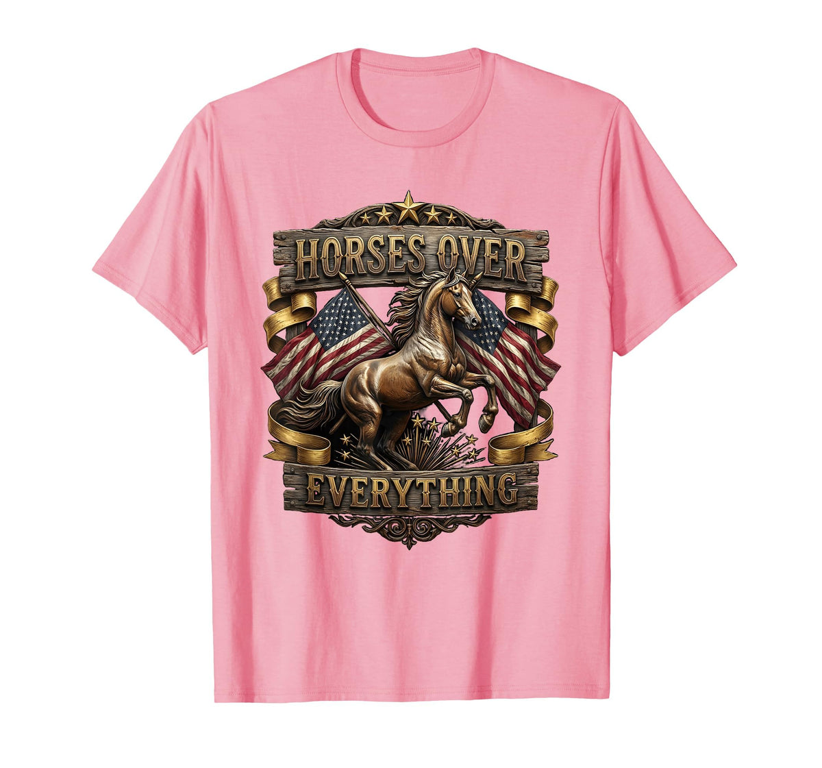 Mademark Horses Over Everything Equestrian Design T-Shirt - Men - Pink