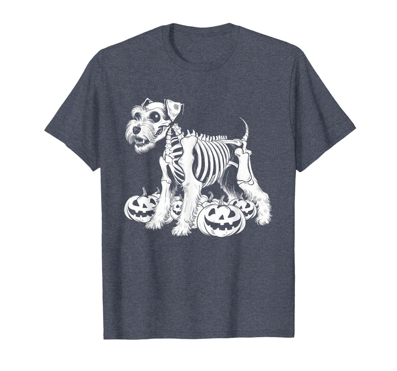 Miniature Schnauzer Lovers Halloween Dog Costume Miniature Schnauzer Skeleton Birthday Halloween Mens Womens T-Shirt -
