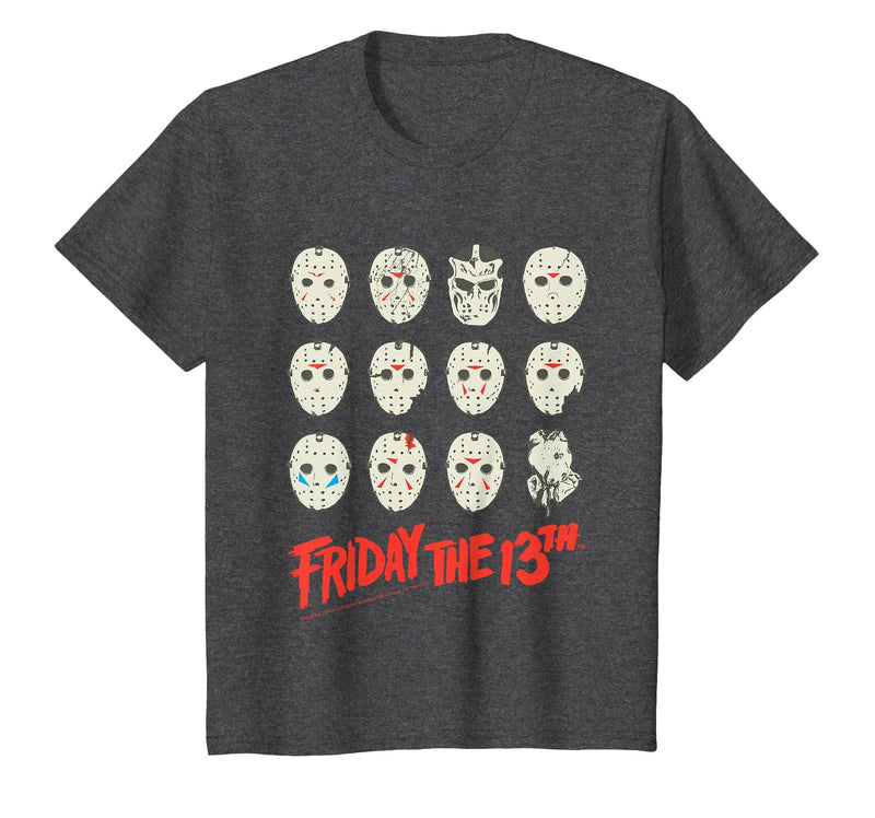 Friday The 13th Halloween Design Masks T-Shirt - Dark Heather Grey