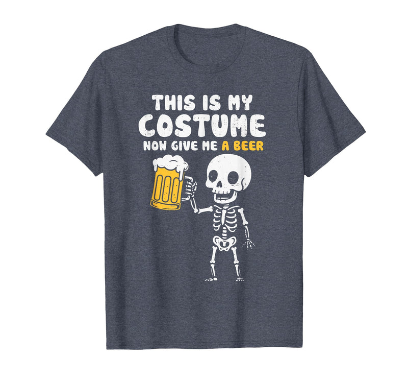 Halloween Tees Women Men Kids This is My Costume Beer Halloween Party Drinking Dad Mens T-Shirt - Heather Blue