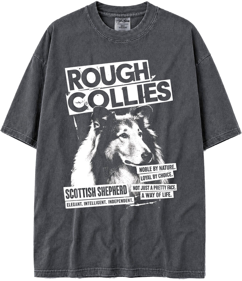 BABATEES U.S.A. MAX-Heavyweight Punk Rock Animals Shaka Wear Oversized 7.5oz Cotton Tshirt - Rough Collie