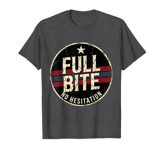 Mademark Full Bite No Hesitation Bold Shark Design T-Shirt - Dark Heather Grey