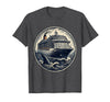 Mademark Shark Fin Circling Cruise Ship Graphic Tee T-Shirt - Dark Heather Grey