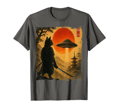 Samurai Retro Graphic Art Cat Ninja Alien Vintage Japanese Art Samurai Ukiyo-e Cat T-Shirt