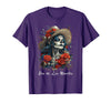 DIRHAME Dia De Los Muertos Mexican Sugar Skull Girl Halloween Dia De Los Muertos T-Shirt - Purple
