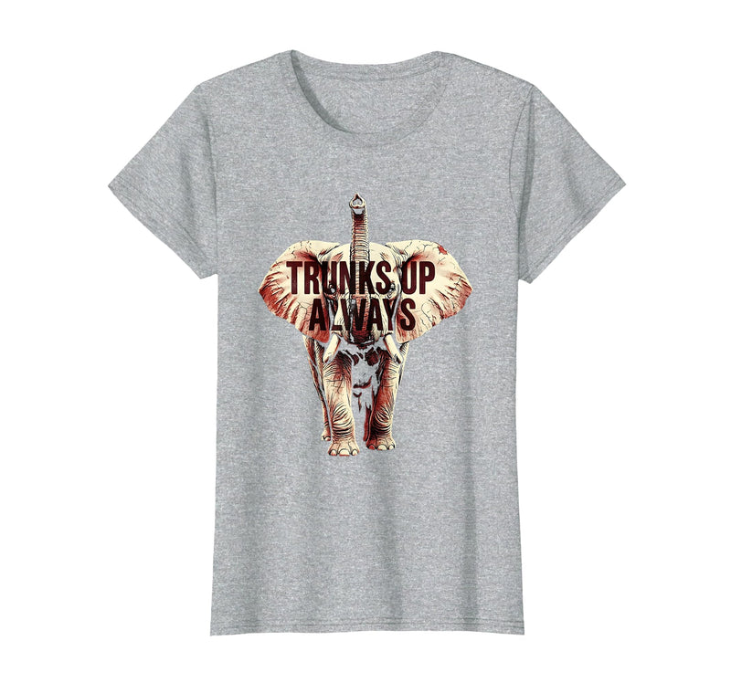 Mademark Trunks Up Always Elephant Graphic Design T-Shirt - Women - Heather Grey