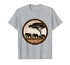 Mademark Elephant Herd Crossing Dusty Savanna Plains T-Shirt - Men - Heather Grey