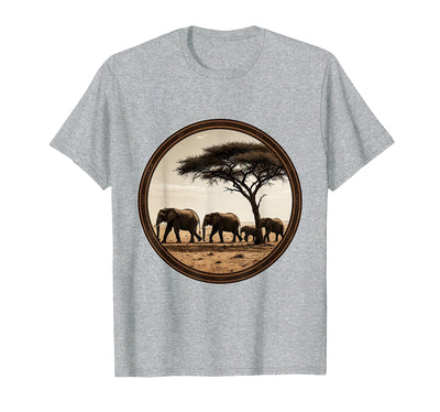 Mademark Elephant Herd Crossing Dusty Savanna Plains T-Shirt - Men
