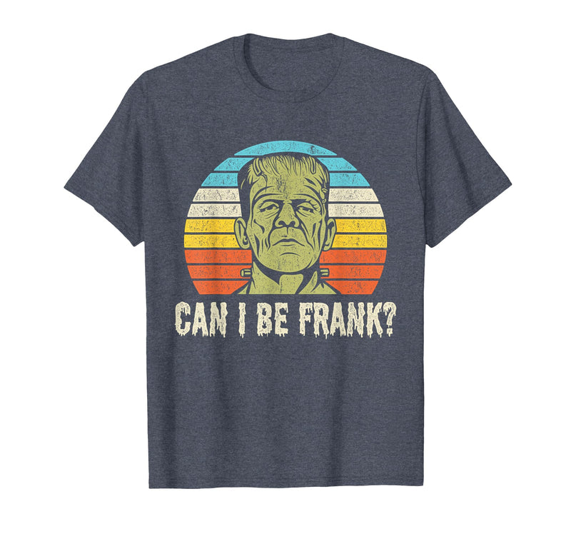 Can I Bee Frank Halloween Halloween Tee Can I be Frank? Funny Horror Frankenstein Tee T-Shirt - Heather Blue