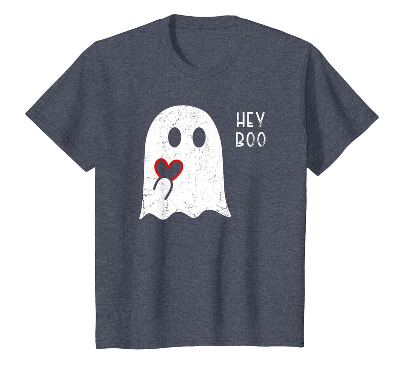 Halloween Ghosts & Stuff Clothing Hey Boo Ghost Heart Hand Sign Cute Halloween Spooky Season T-Shirt - Heather Blue