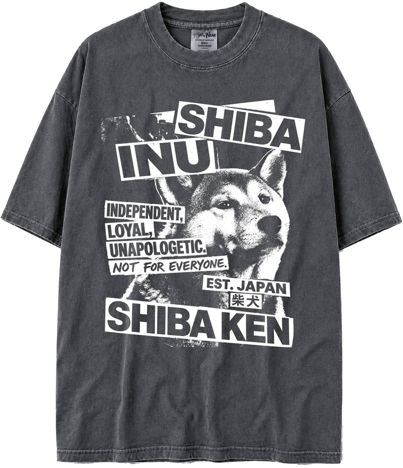 BABATEES U.S.A. MAX-Heavyweight Punk Rock Animals Shaka Wear Oversized 7.5oz Cotton Tshirt - Shiba Inu