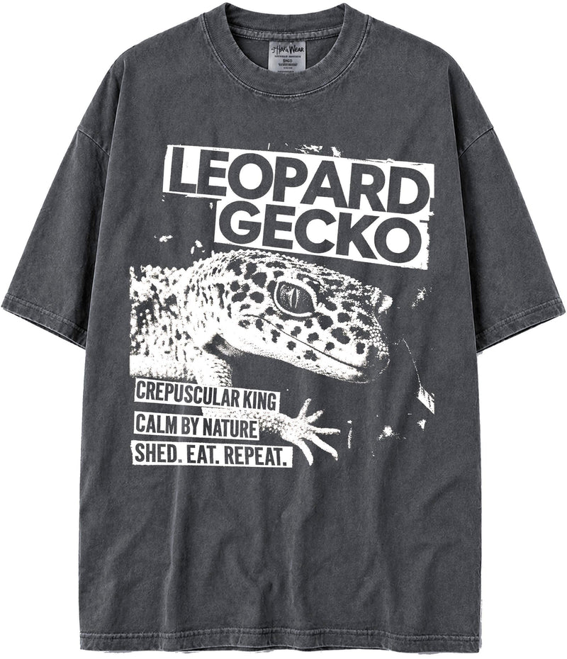 BABATEES U.S.A. MAX-Heavyweight Punk Rock Animals Shaka Wear Oversized 7.5oz Cotton Tshirt - Leopard Gecko
