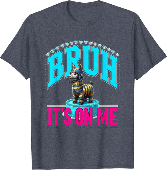 Bruh It's On Me Funny Llama Pinata Birthday Boy Girl Party T-Shirt - Heather Blue