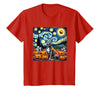 Pitbull Starry Night Tees Starry Night Pitbull Halloween T-Shirt - Red