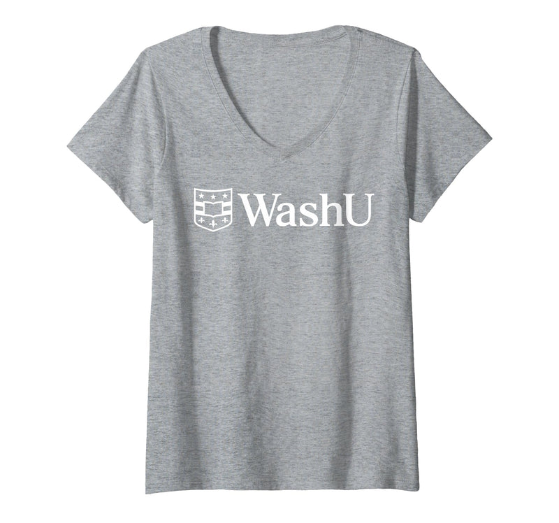Women's WashU Women's Icon Logo | Washington University in St. Louis V-Neck T-Shirt - Heather Grey