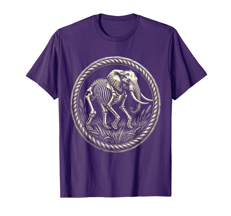 Mademark Elephant Skeleton Mid-Stride Through Tall Grass T-Shirt - Men - Purple