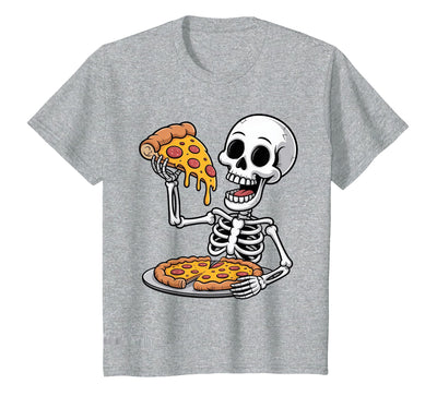 Skeleton Eating Pizza Halloween Trick or Treat Halloween Creepy Skeleton Eating Pizza Funny Trick or Treat T-Shirt
