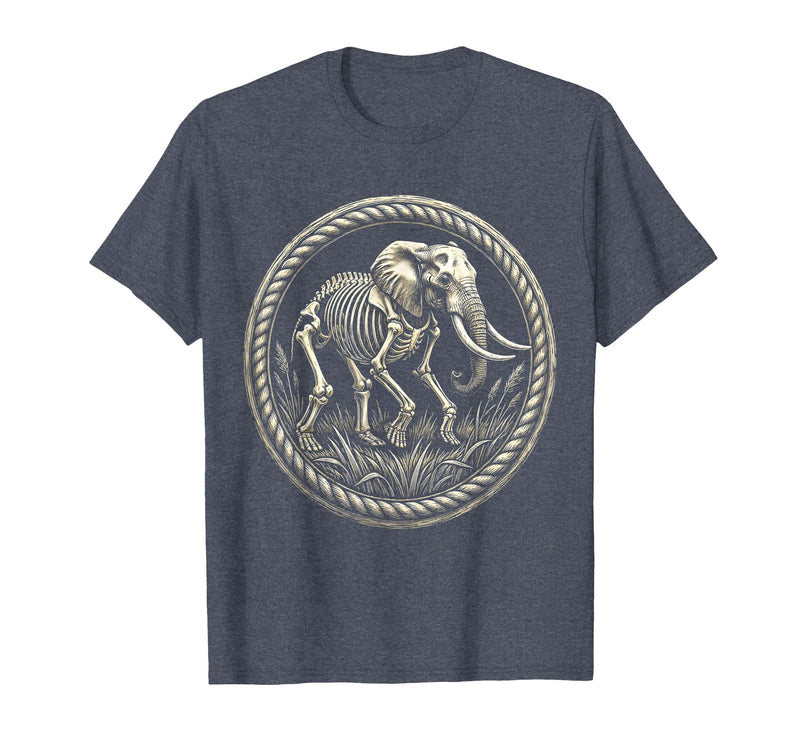 Mademark Elephant Skeleton Mid-Stride Through Tall Grass T-Shirt - Men - Heather Blue