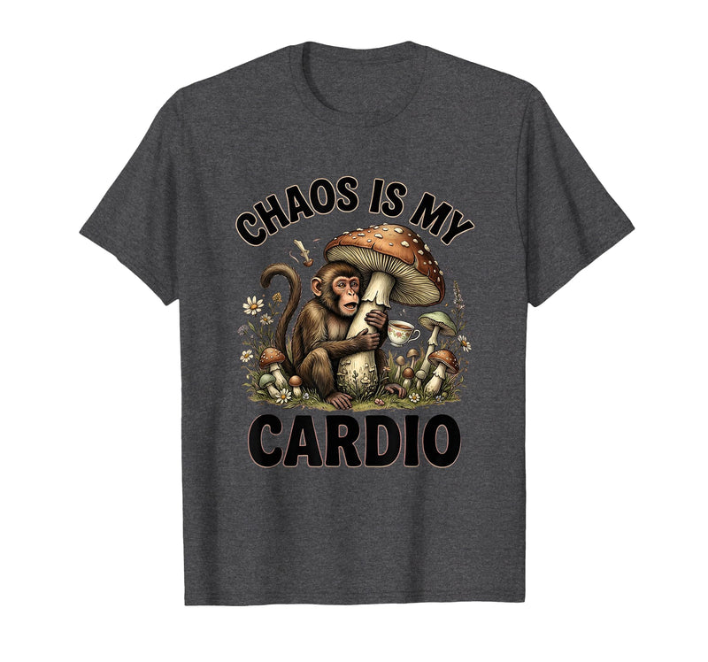 Mademark Chaos Is My Cardio Funny Monkey Design T-Shirt - Men - Dark Heather Grey