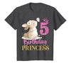 Kids 5th Birthday Rabbit Princess Girl Bunny 5 Years Old T-Shirt in Dark Heather Grey