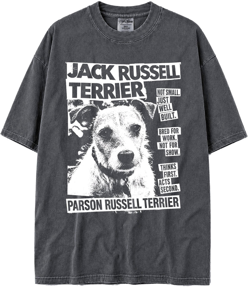 BABATEES U.S.A. MAX-Heavyweight Punk Rock Animals Shaka Wear Oversized 7.5oz Cotton Tshirt - Jack Russell