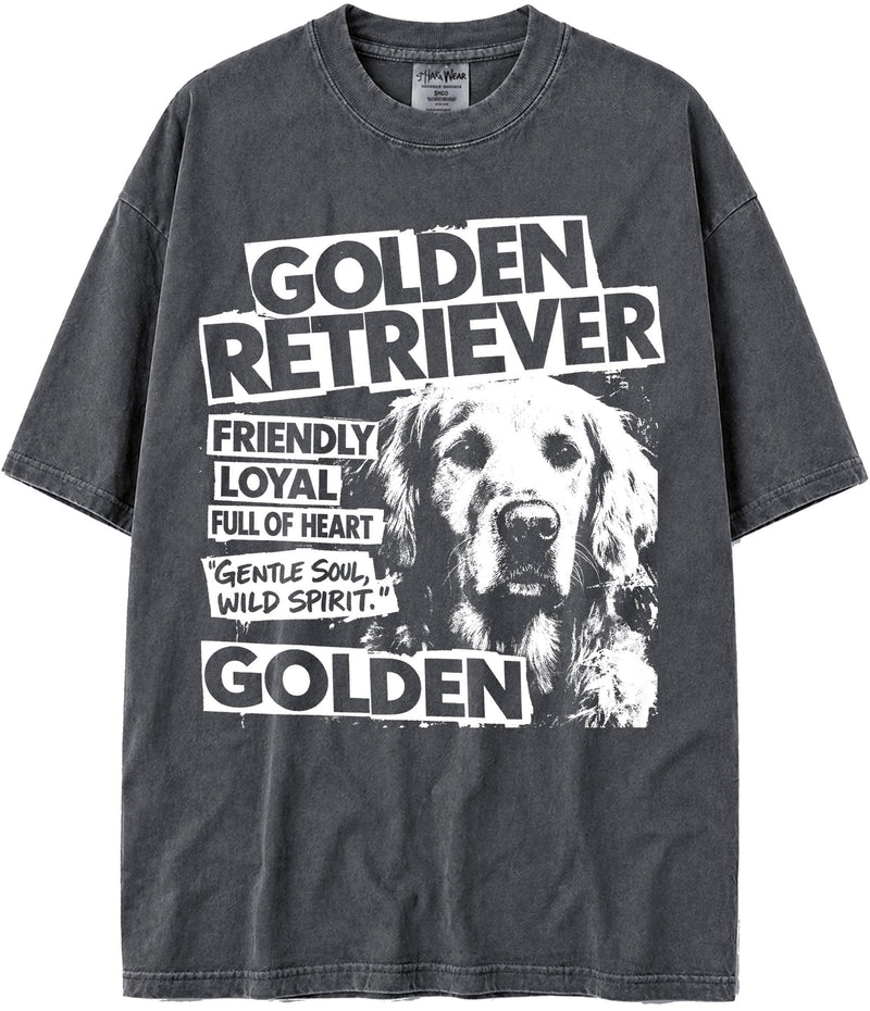 BABATEES U.S.A. MAX-Heavyweight Punk Rock Animals Shaka Wear Oversized 7.5oz Cotton Tshirt - Golden Retriever