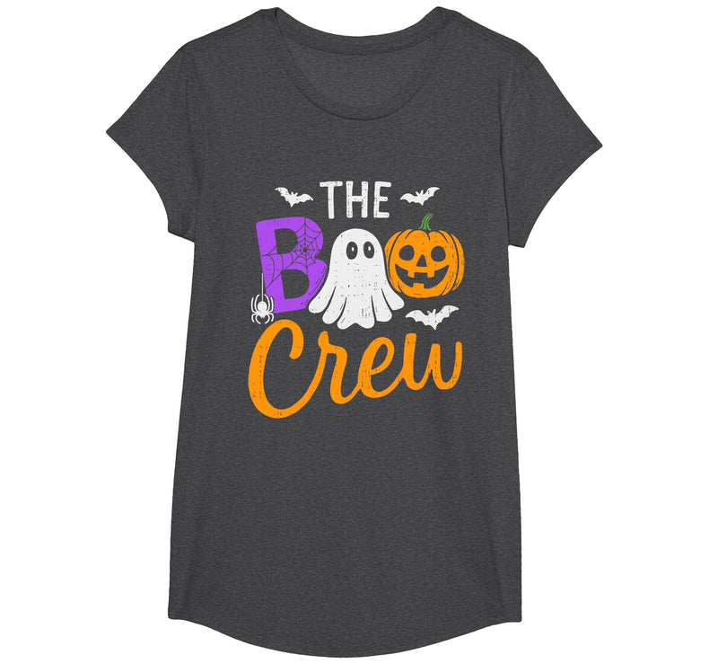 Halloween Tees for Women Men Kids Spooky Squad Boo Ghost Crew Team Halloween Boys Girls Kids T-Shirt - Dark Heather Grey