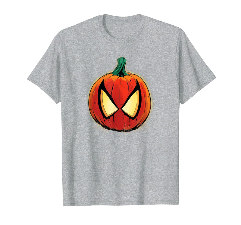 Marvel Spider-Man Halloween Spooky Pumpkin Jack-o'-Lantern T-Shirt - Heather Grey