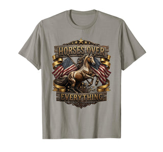Mademark Horses Over Everything Equestrian Design T-Shirt - Men - Slate Grey