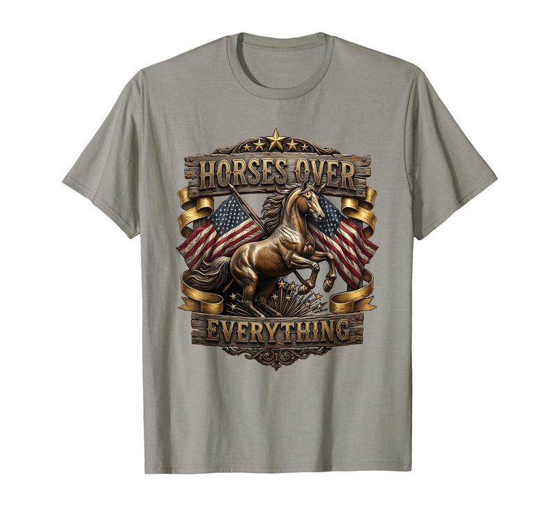 Mademark Horses Over Everything Equestrian Design T-Shirt - Men - Slate Grey