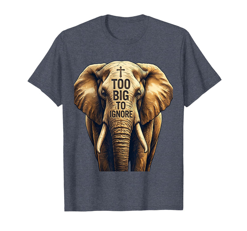 Mademark Too Big To Ignore Bold Elephant Graphic Design T-Shirt - Men - Heather Blue